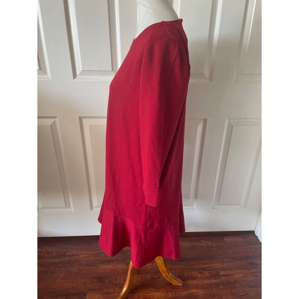 J Jill Womens Ponte Dress Size MP Petite Ruffle Stretch Red Business Comfort - Picture 4 of 13